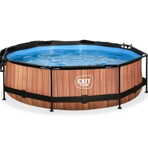 Exit Toys Bouées Jeux Gonflables Et Piscines<Piscine Wood 300 X 76 Avec Pompe Filtrante Et Voile D'Ombrage