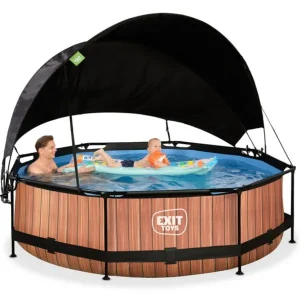 Exit Toys Bouées Jeux Gonflables Et Piscines<Piscine Wood 300 X 76 Avec Pompe Filtrante Et Voile D'Ombrage